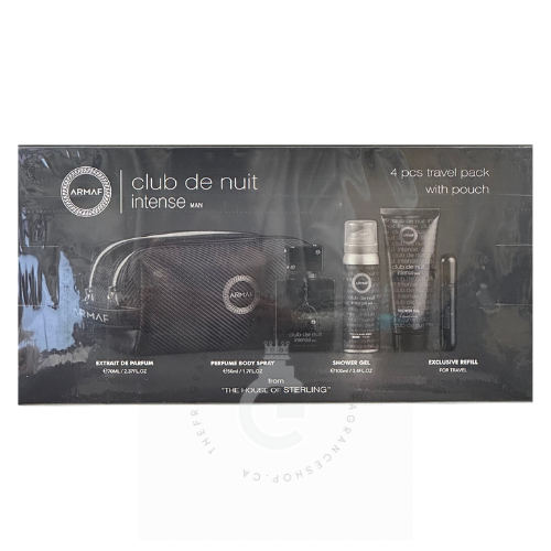 Armaf Club De Nuit Intense Extrait De Parfum 4 Pcs Travel Pack With Pouch Set For Him 70 ml / 2.37 Fl. oz.