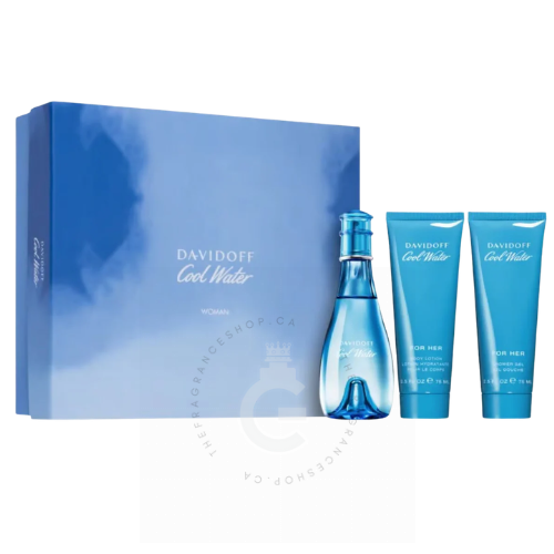 Davidoff Cool Water Woman EDT For Her 3pcs Gift Set 100 ml