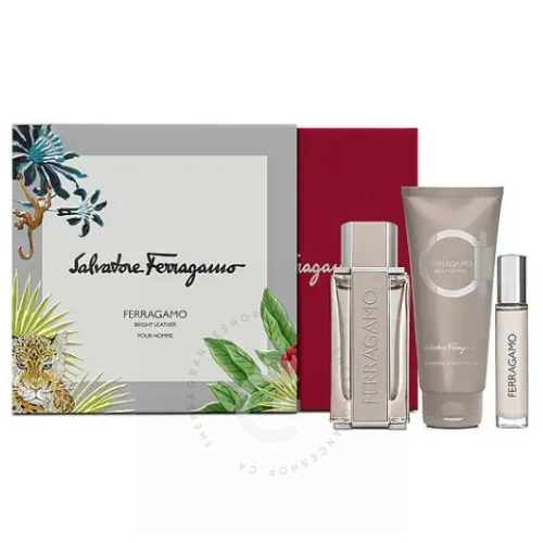 Salvatore Ferragamo Ferragamo Bright Leather EDT Pour Homme 3 Piece Gift Set